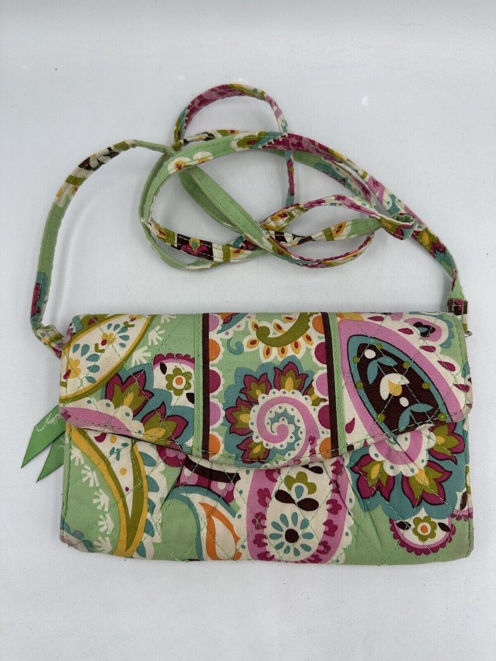 Vera Bradley Tutti Frutti Crossbody Small Wallet Paisley Messenger Purse Bag